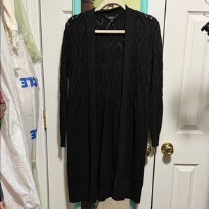 Simply Vera Vera Wang Black Cable Knit Long Cardigan Sweater S